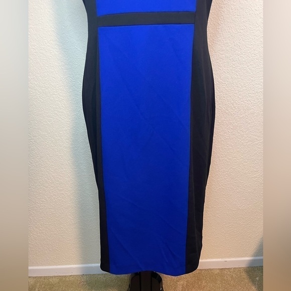 Kasper Dress Blue Black Gold Colorblocked Sleeveless Sheath NWT - Picture 4 of 8